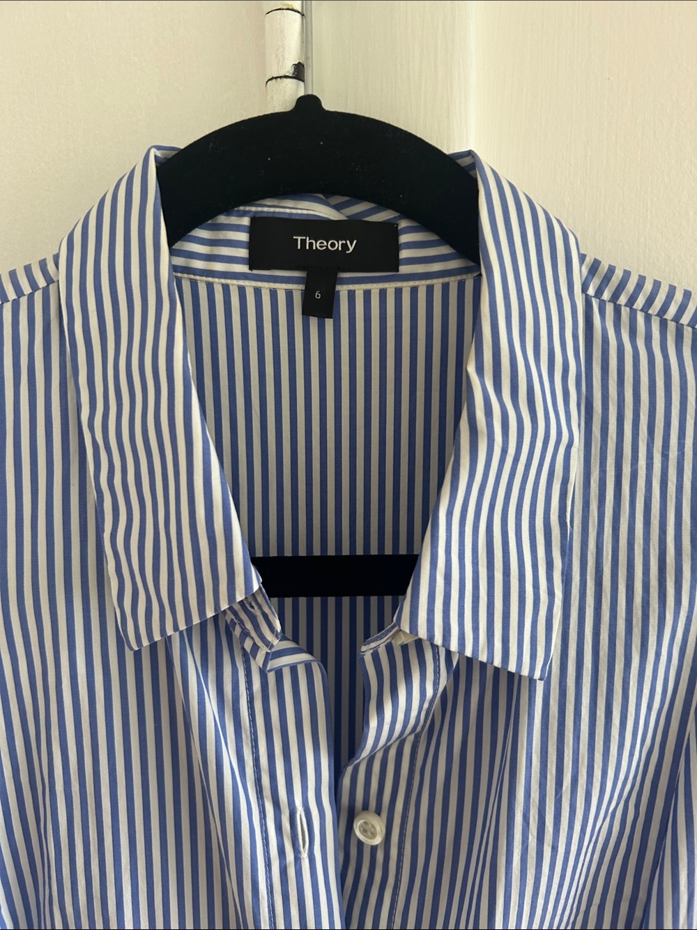 Theory Blue and White Stripe Midi Shirt Dress 6 - Picture 2 of 5